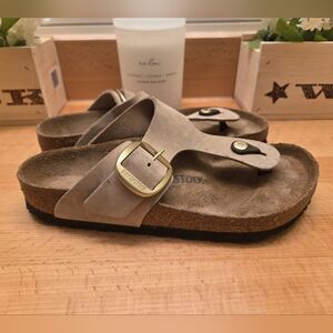 Birkenstock Gizeh Big Buckle Thong Sandal Sandcastle Nubuck Leather Womens Sz 39